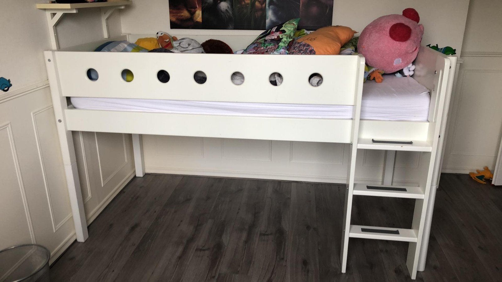 Flexa Hoogslaper 90x200 - Wit (gedemonteerd), Ophalen, Eenpersoons, 90 cm, Hoogslaper