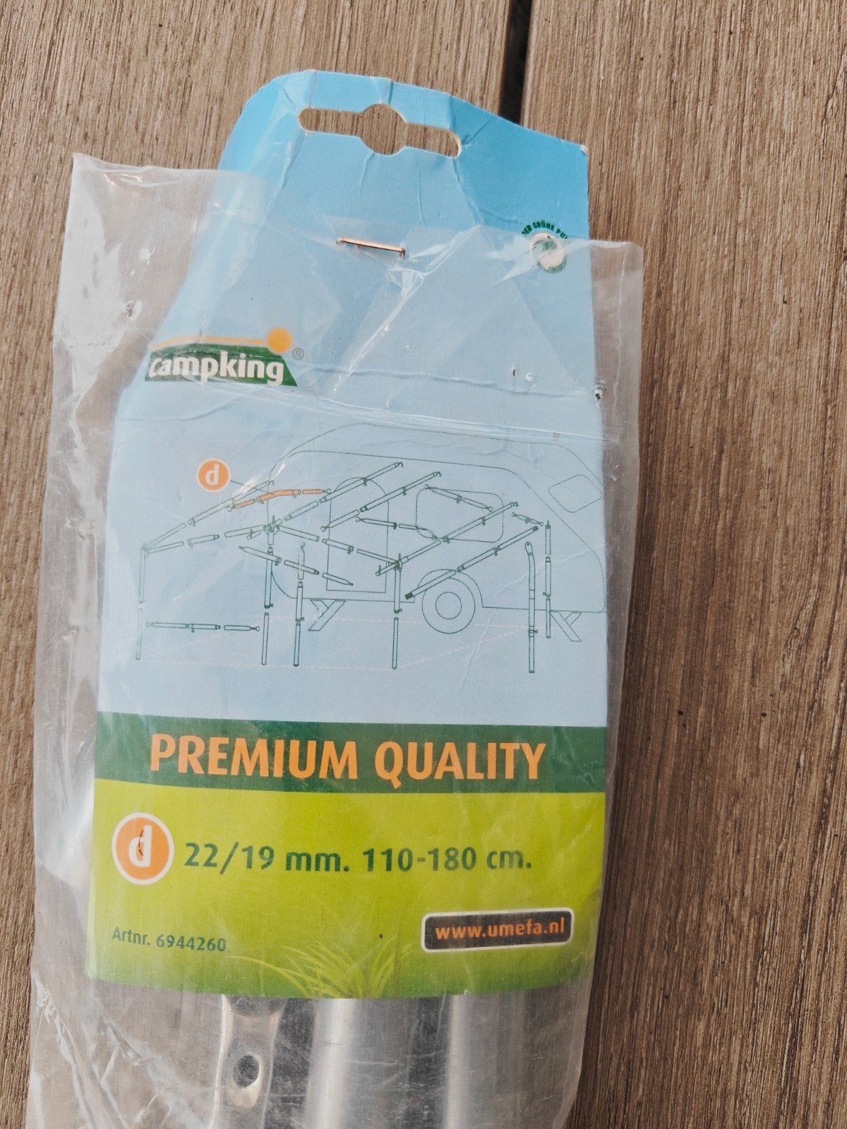 Campking gebogen daksteun 22/19 mm, 110-180 cm Premium Kwali, Ophalen, Nieuw