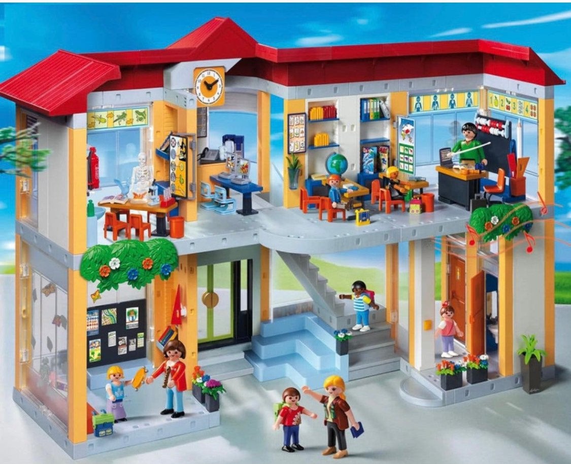 School van playmobil, Ophalen, Gebruikt, Complete set, Gebouw