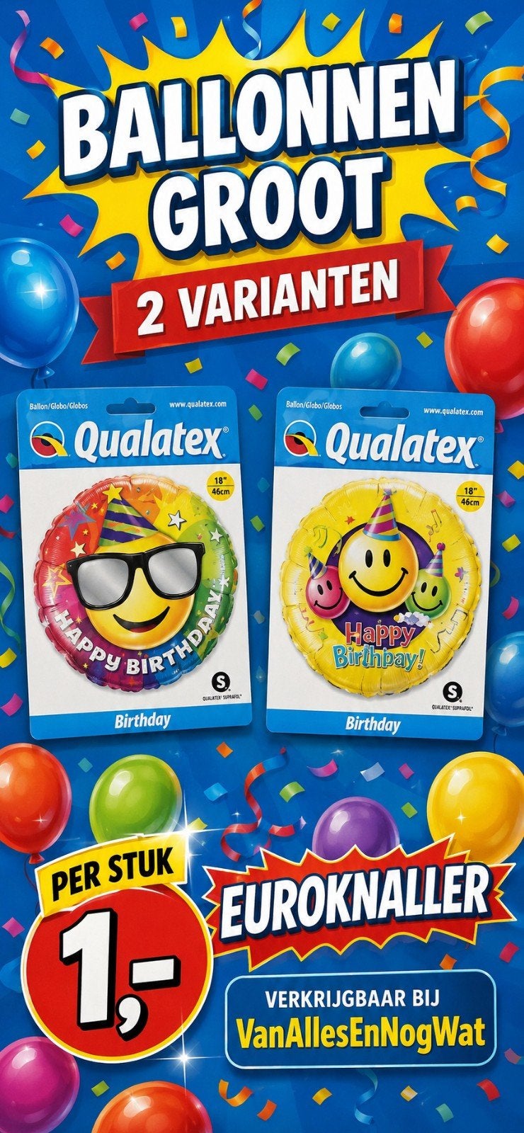 Grote Qualatex Happy Birthday Ballonnen - 2 varianten, Ophalen, Nieuw, Versiering, Verjaardag