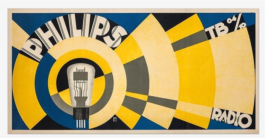 PHILIPS 40x80cm Vintage Reclame poster Affiche Cassandre, Verzamelen, Verzenden, Nieuw, Overige typen