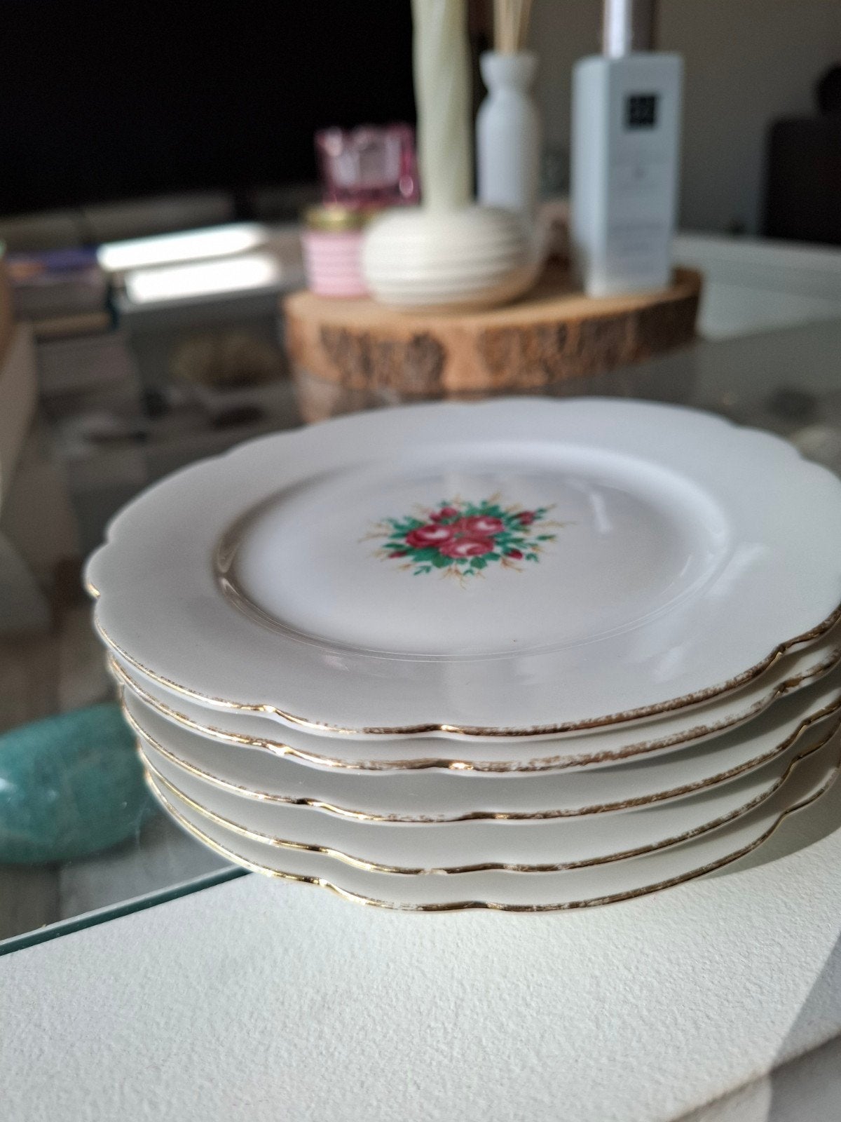5 vintage porseleinen gebaksbordjes Seltmann Weiden Inka, Ophalen of Verzenden