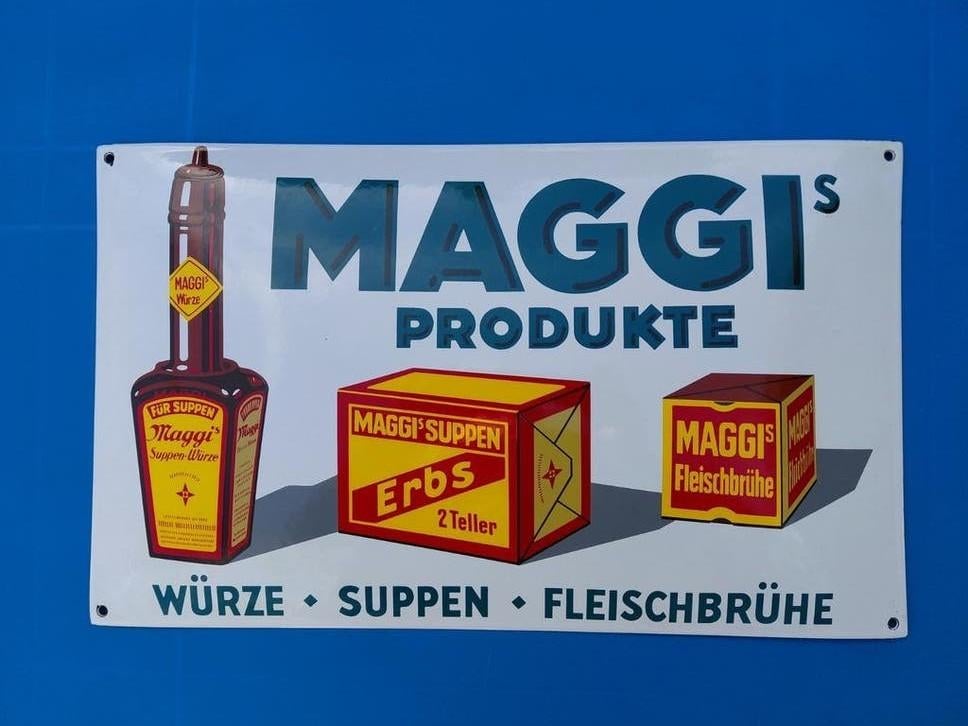 Emaille Maggi reclamebord, Verzamelen, Merken en Reclamevoorwerpen, Ophalen of Verzenden, Gebruikt, Reclamebord