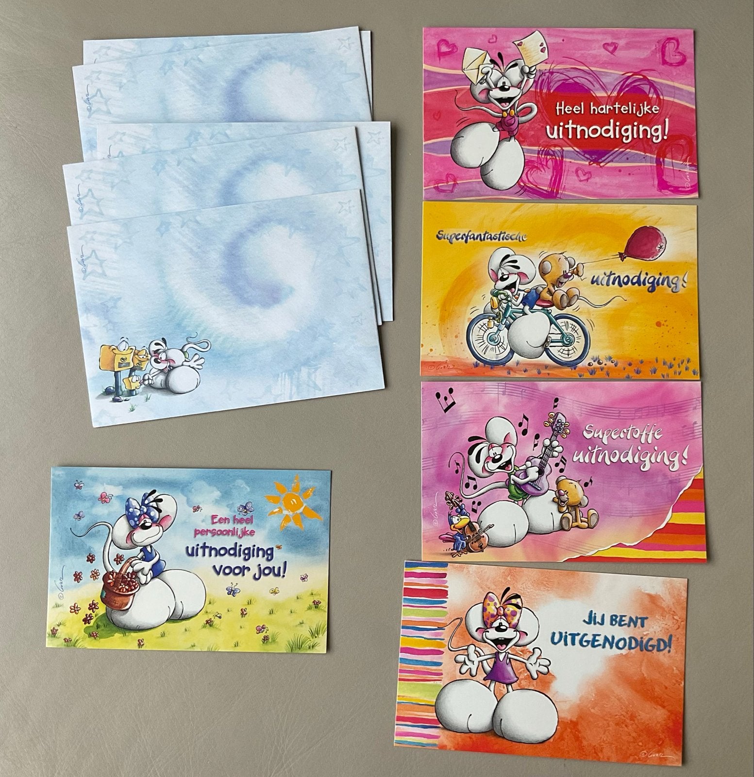 5 uitnodigingen met enveloppen vintage Diddl, Ophalen of Verzenden, Nieuw, Papier, Kaart of Schrift