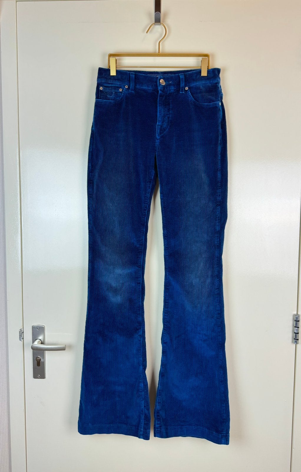 JACOB COHEN Velvet Corduroy Frlared Pants Jeans Broek 28/M, Kleding | Dames, Broeken en Pantalons, Maat 38/40 (M), Blauw, Ophalen of Verzenden