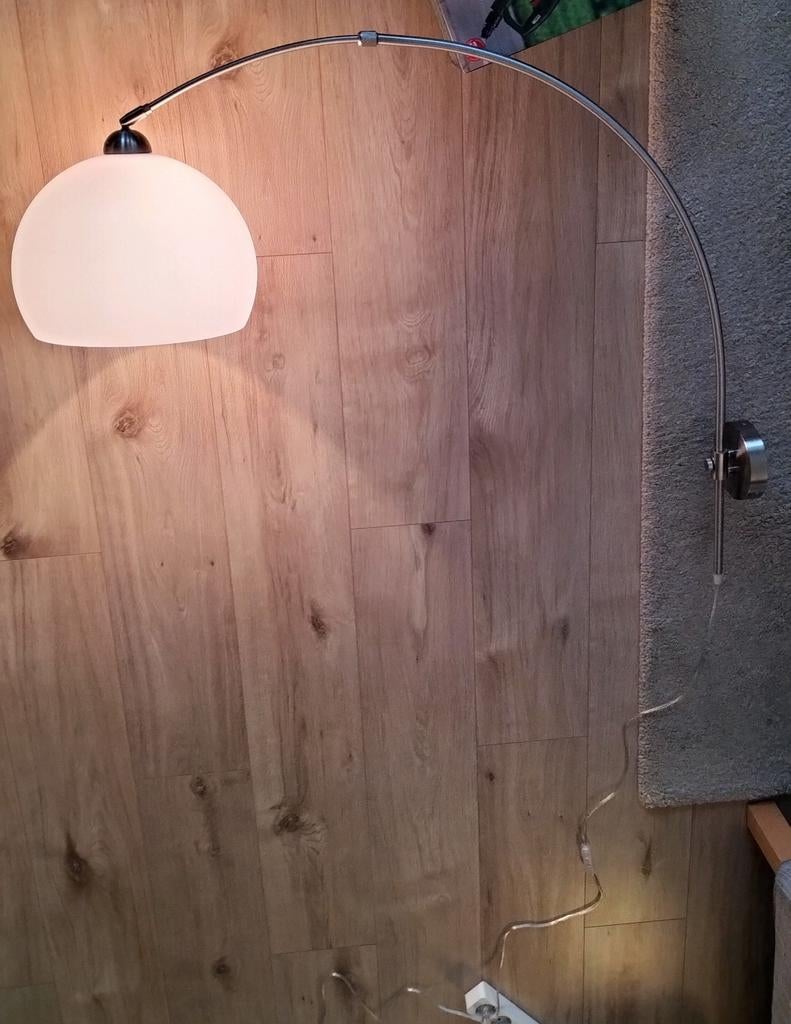 Retro wand booglamp staal met witte kap verstelbaar, Huis en Inrichting, Lampen | Wandlampen, Ophalen