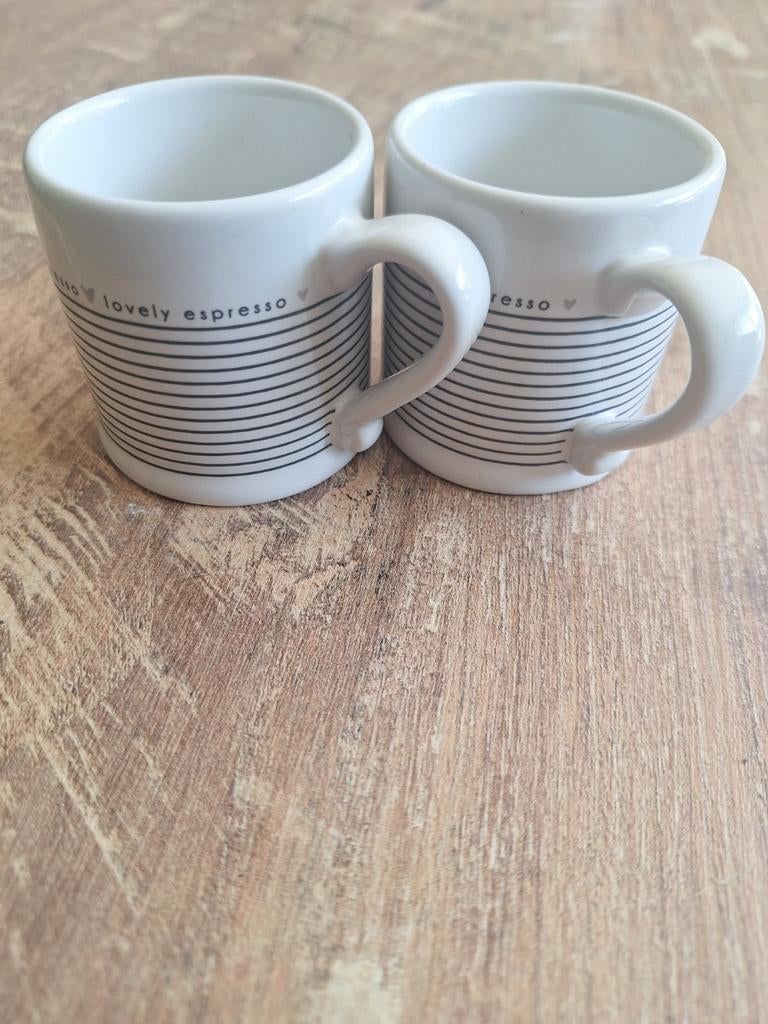 Set van 2 Bastion espresso kopjes 'lovely espresso', Keramiek, Nieuw, Ophalen of Verzenden, Overige stijlen