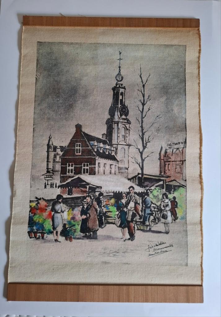 Vintage wandkleed Joh.van Wolde Bloemenmarkt Amsterdam, Antiek en Kunst, Ophalen of Verzenden