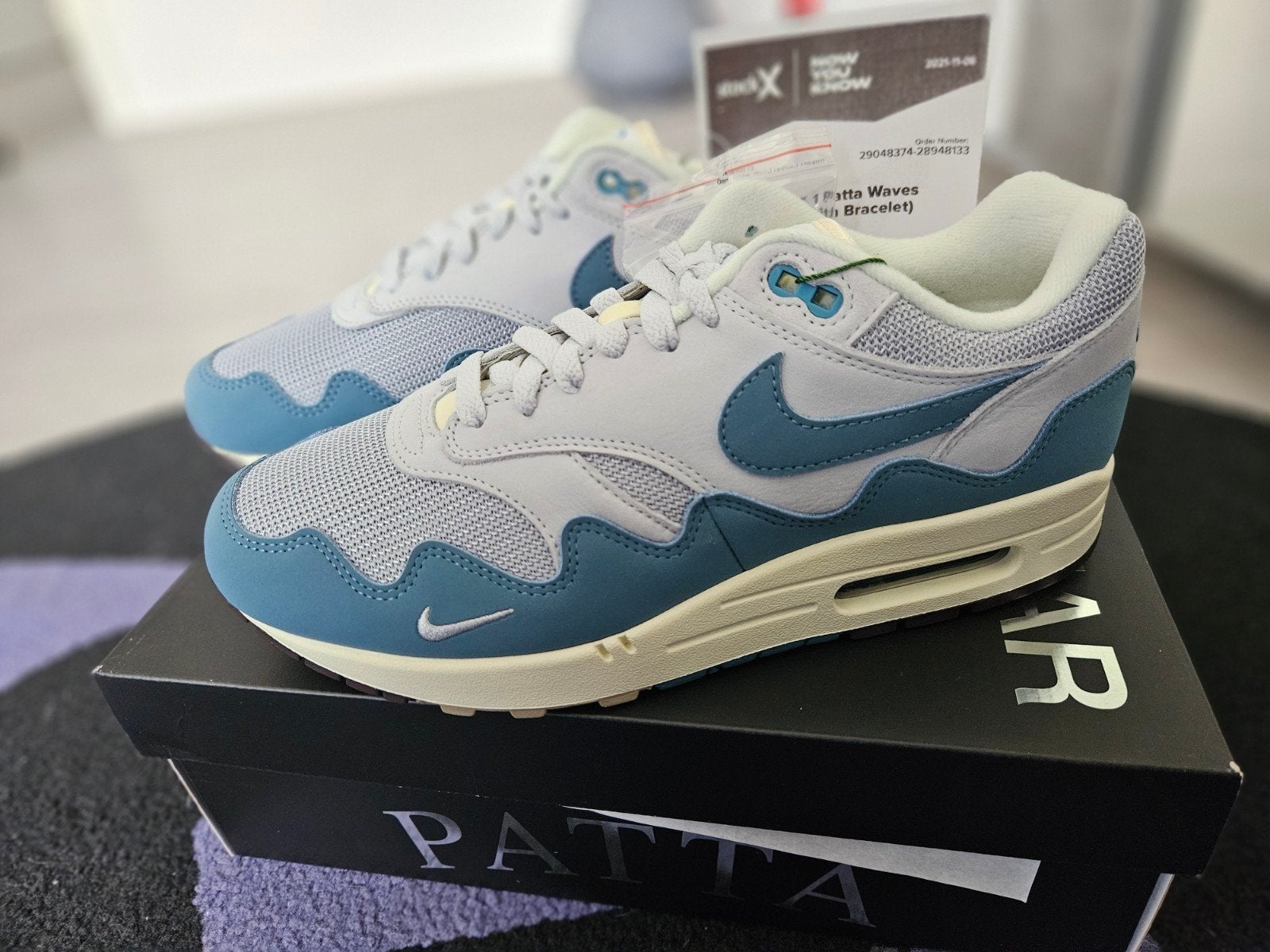 Nike Air Max 1 Patta Noise Aqua - Maat 42.5, Kleding | Heren, Schoenen, Blauw, Nike, Nieuw, Ophalen of Verzenden
