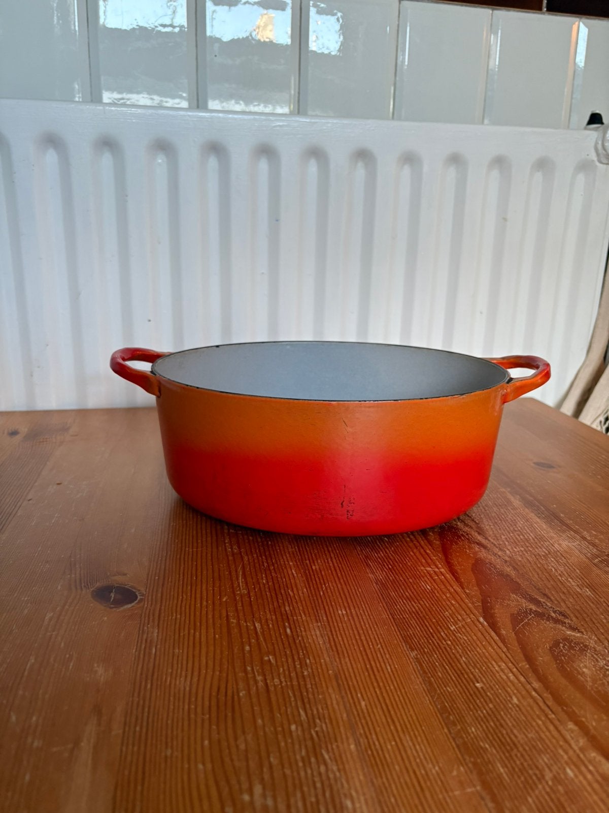 Vintage le creuset pan / ovenschaal, Ophalen of Verzenden, Gebruikt, Gietijzer, Le Creuset