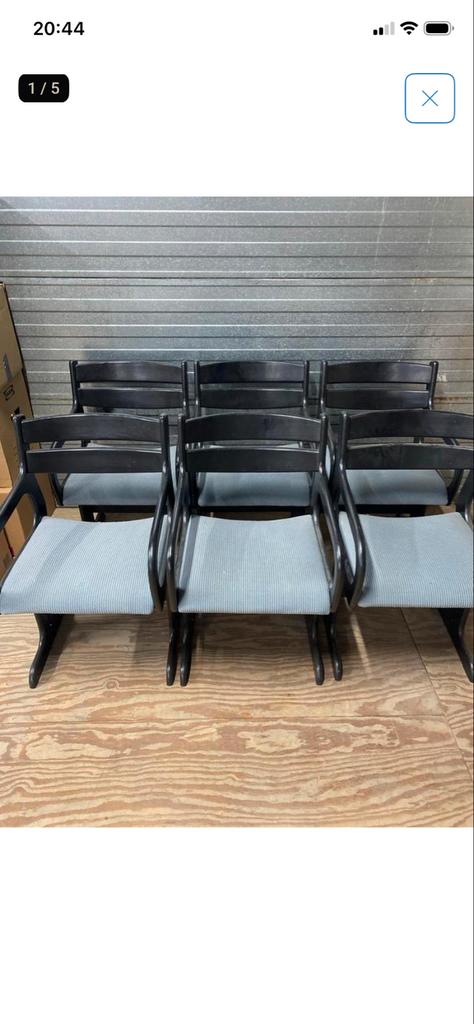 Vintage Space Age stoelen met blauwe bekleding, set van 6, Ophalen, Gebruikt, Vintage, space age, Zwart
