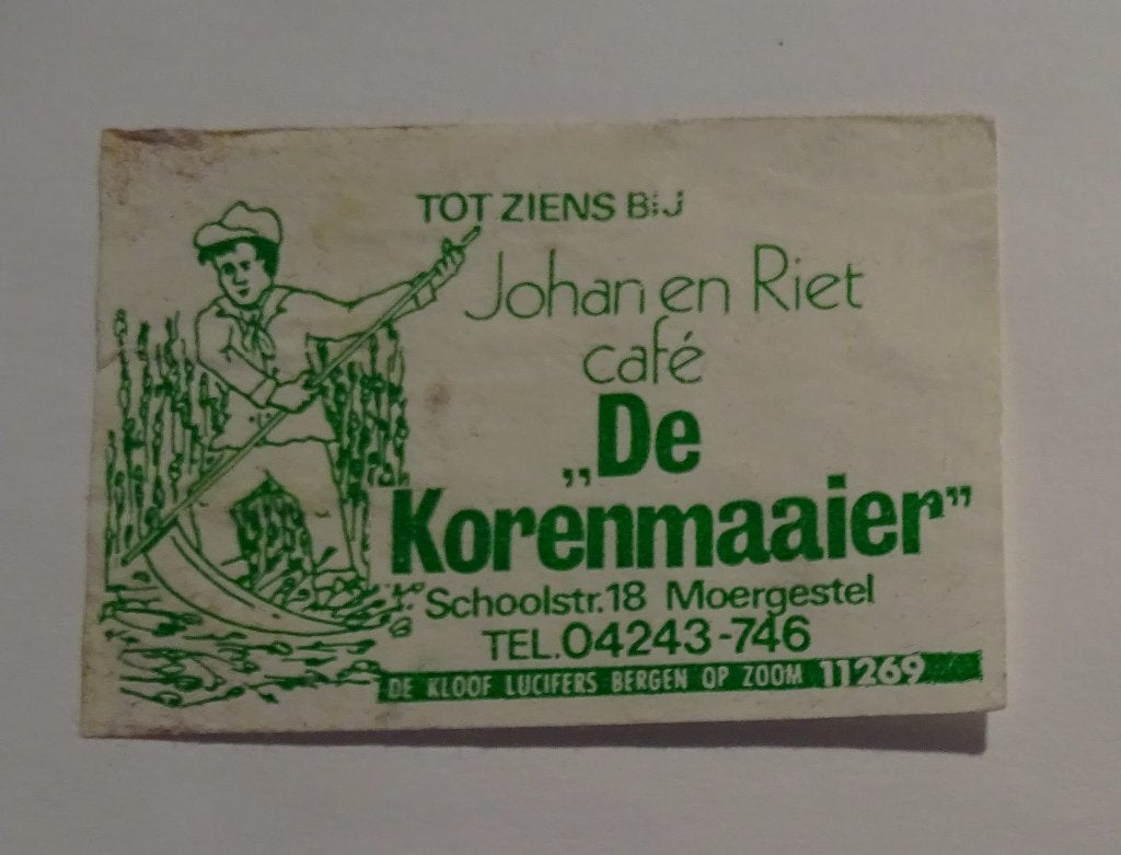 Café   DE KORENMAAIER   Schoolstraat    MOERGESTEL, Verzenden, Gebruikt, Luciferdoosjes of -merken