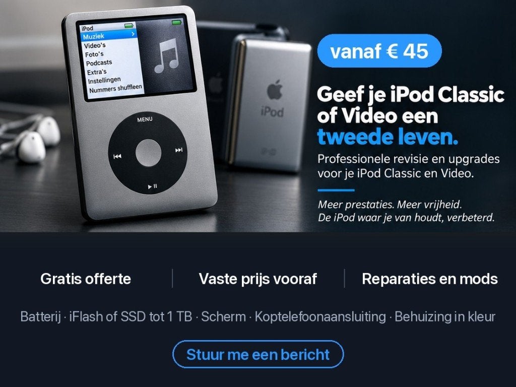 iPod Classic & Video reparatie: batterij, iFlash, scherm (m2458521694 ...