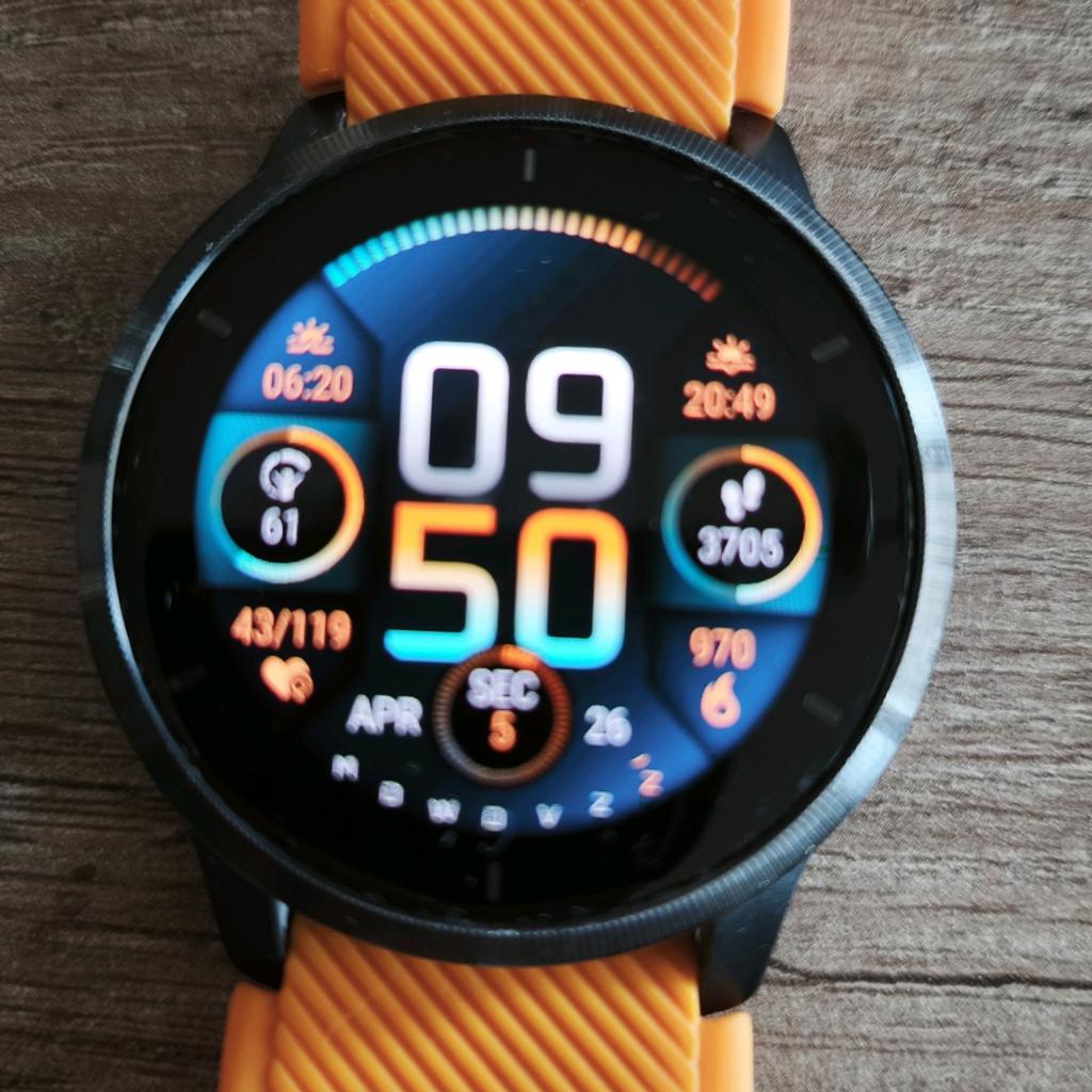 Garmin Venu 2 Music Smartwatch - Zwart met Oranje Band, Zwart, Garmin, Ophalen of Verzenden, Zo goed als nieuw