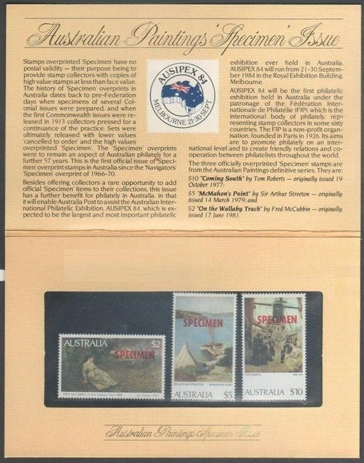 AUSTRALIE 1983 Schilderijen met SPECIMEN opdruk in Ausipex 8, Verzenden, Postfris
