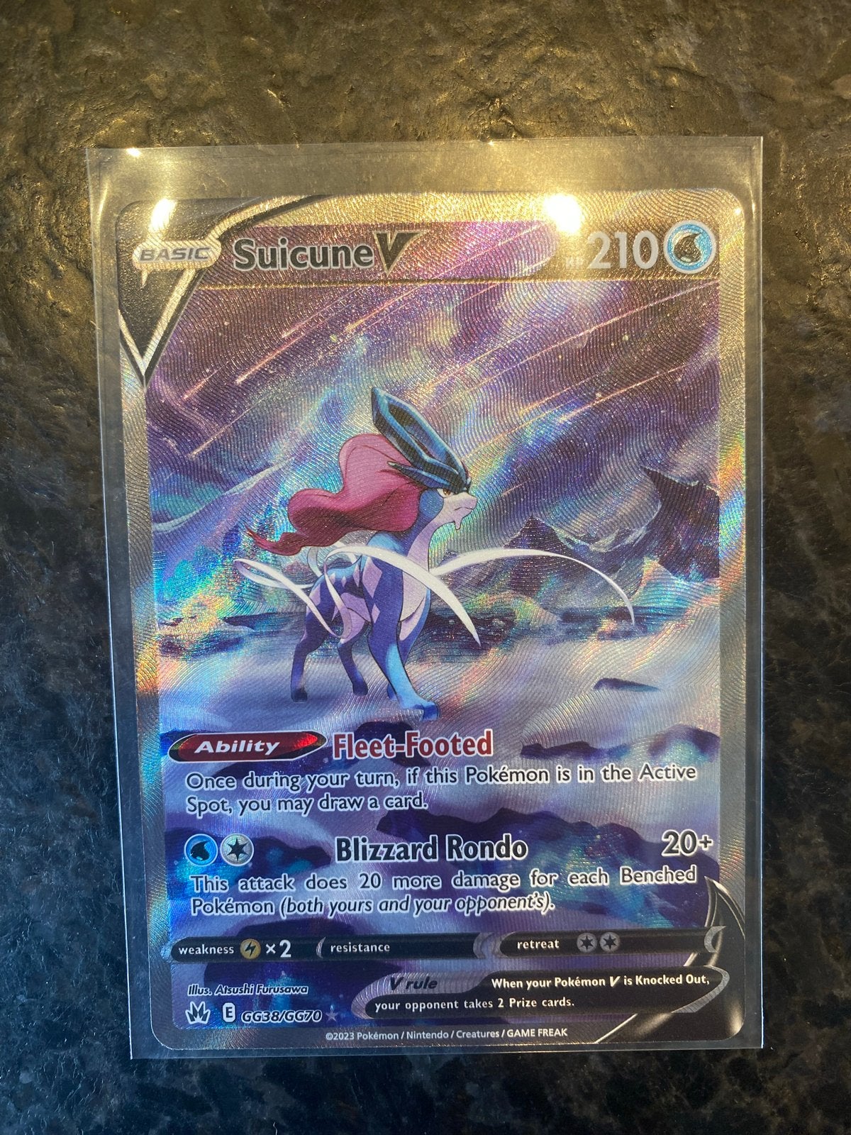 Suicune V Full Art Pokémon Kaart (Crown Zenith GG38/GG70), Ophalen of Verzenden, Zo goed als nieuw, Losse kaart, Foil