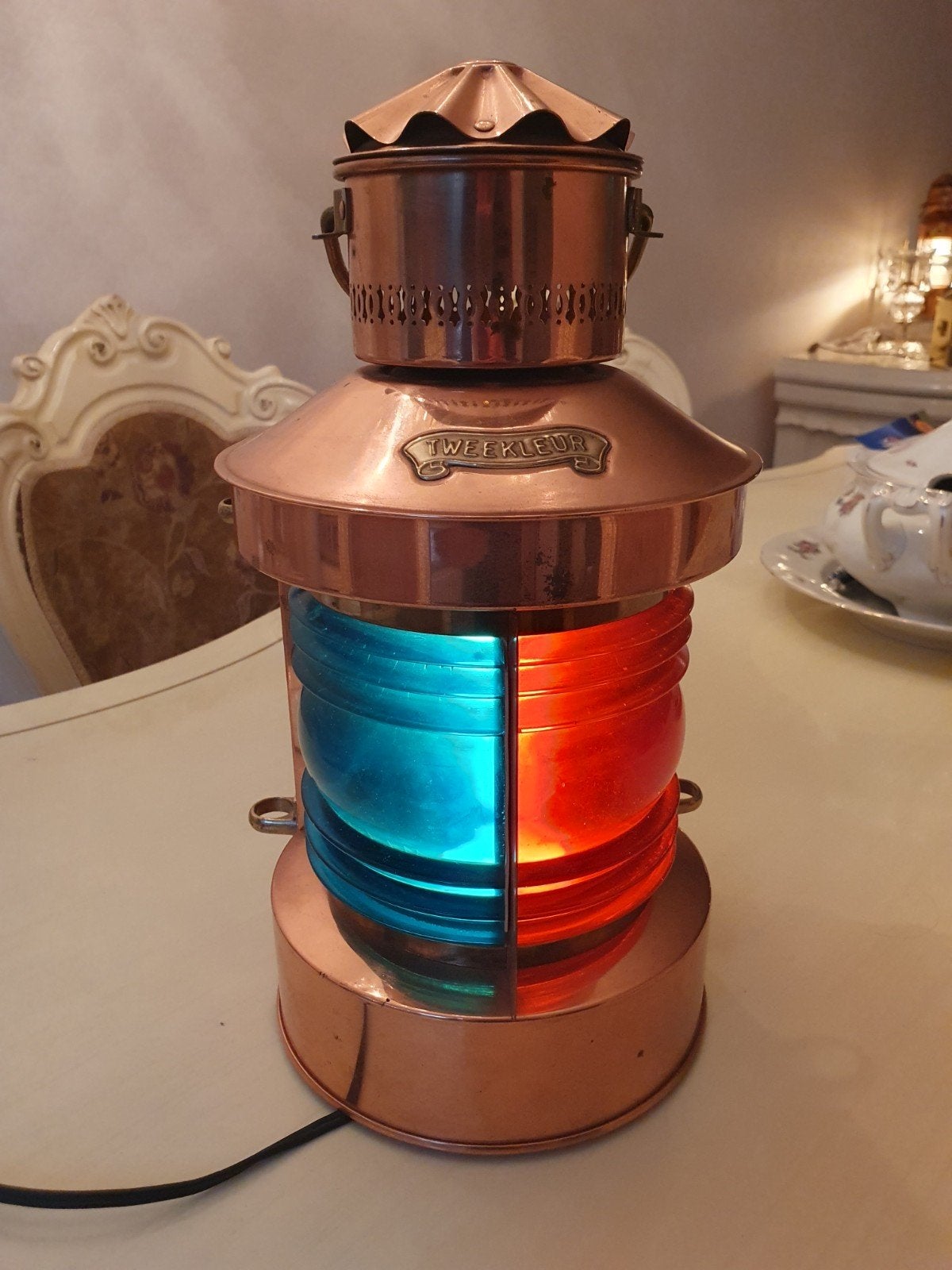 De Haan Rotterdam Koperen Scheepslamp Tweekleur  39 cm, Verzamelen, Ophalen of Verzenden, Zo goed als nieuw, Motorboot of Zeilboot