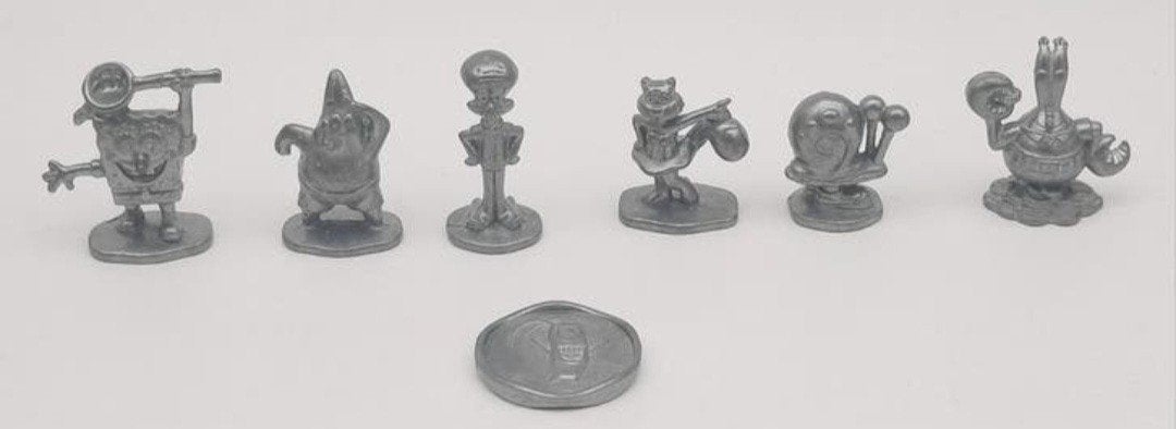 Spongebob tinnen miniatuur figuurtjes Monopoly 2005, Ophalen of Verzenden, Zo goed als nieuw