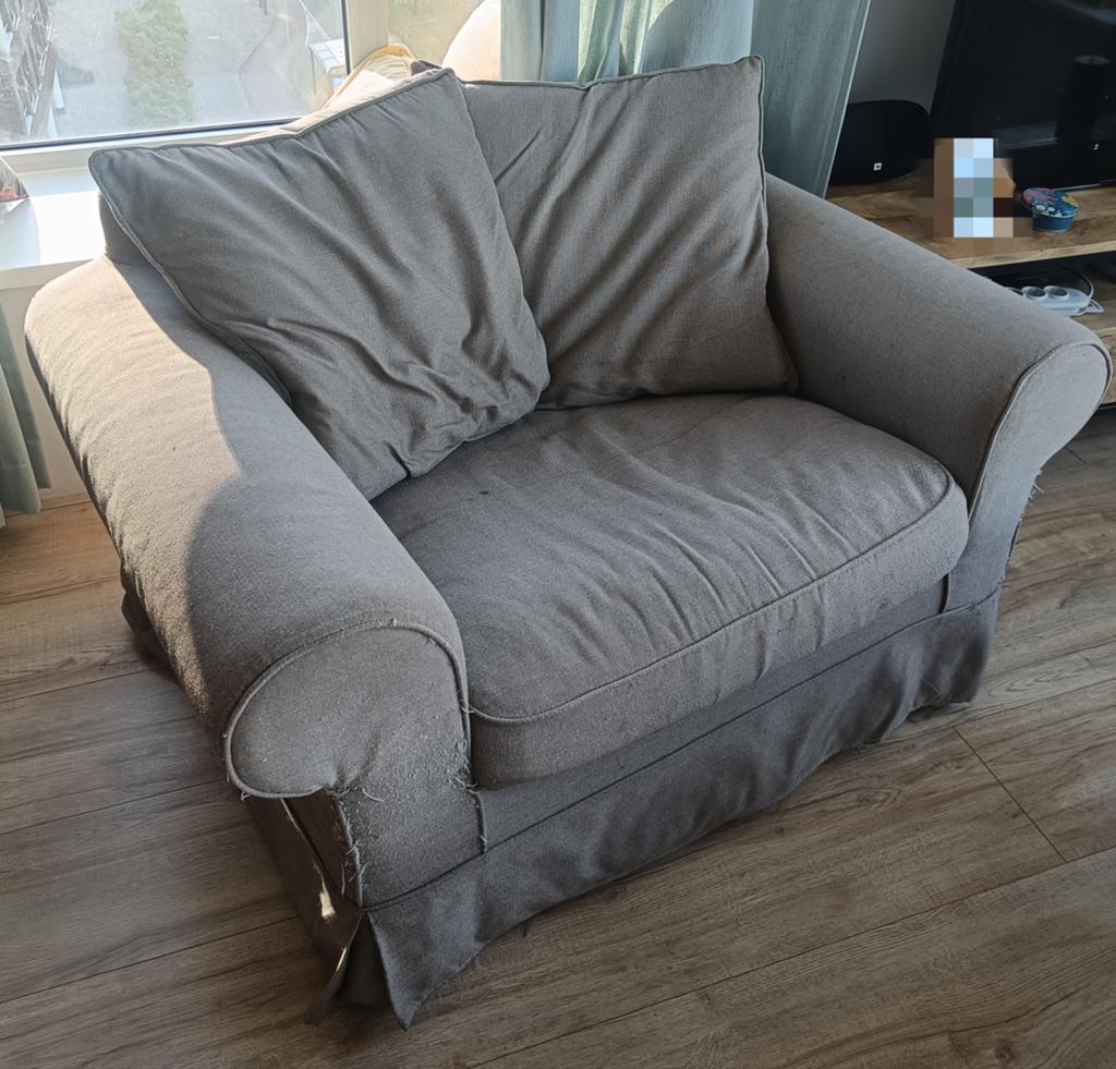 Fauteuil - grote stoel - zandkleur - gratis af te halen, Huis en Inrichting, Fauteuils, Ophalen, Gebruikt, 75 tot 100 cm, 100 tot 125 cm