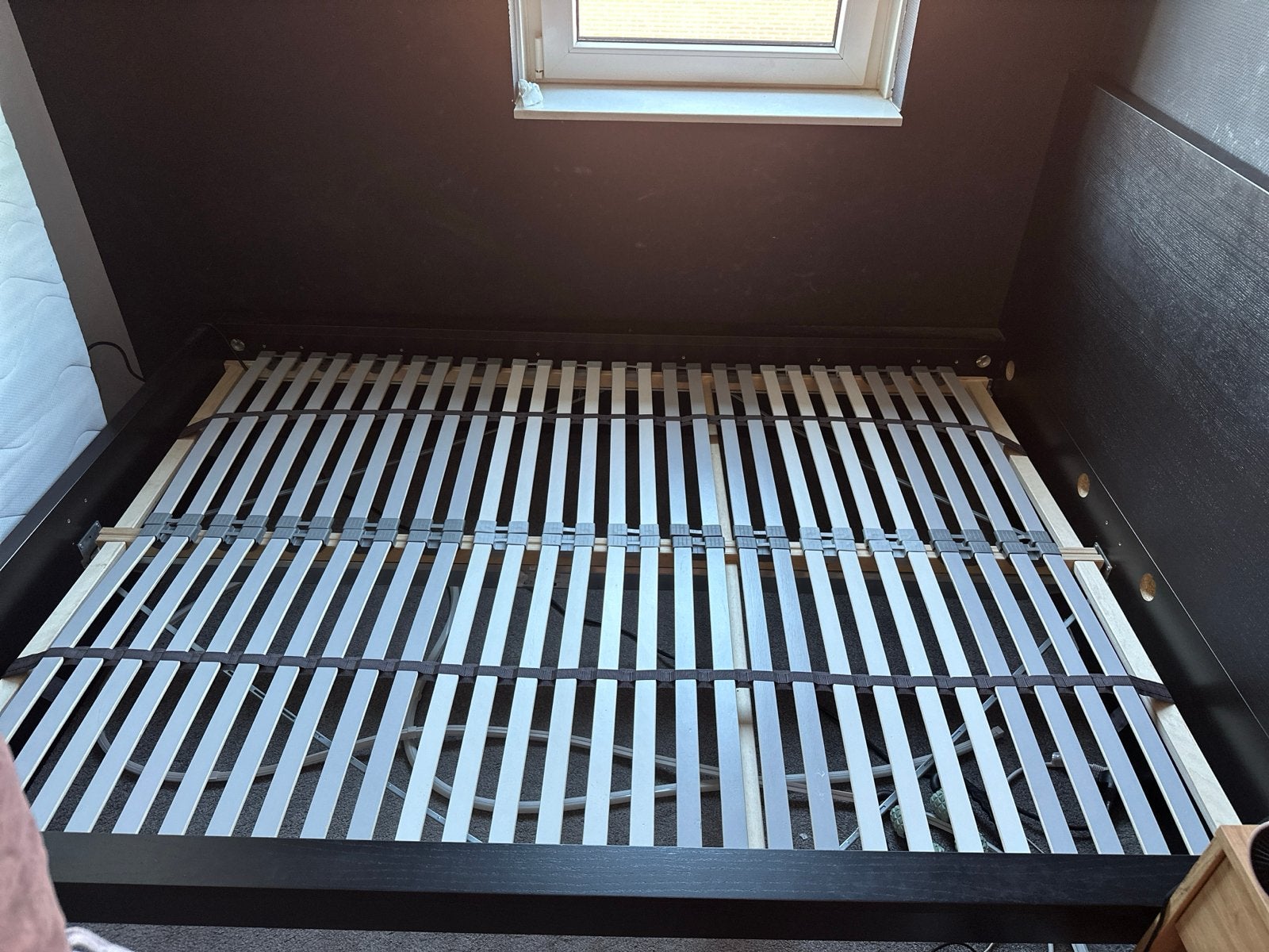 IKEA MALM Bed + lattenbodem 140x200 cm, Huis en Inrichting, Slaapkamer | Bedden, Ophalen, Gebruikt, Zwart, Tweepersoons