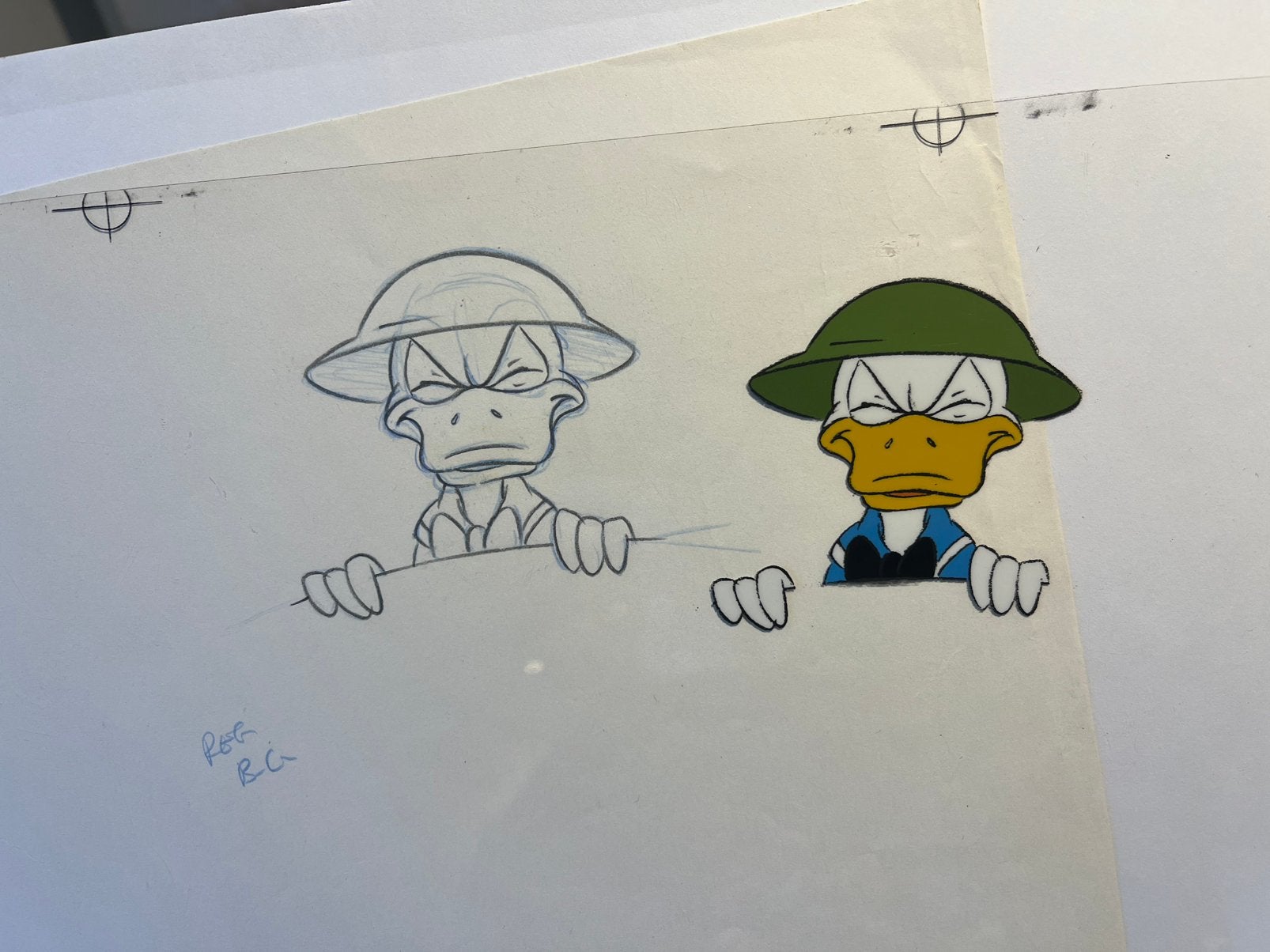 Donald Duck animatie production cel + schets, Ophalen of Verzenden, Donald Duck, Zo goed als nieuw, Overige typen