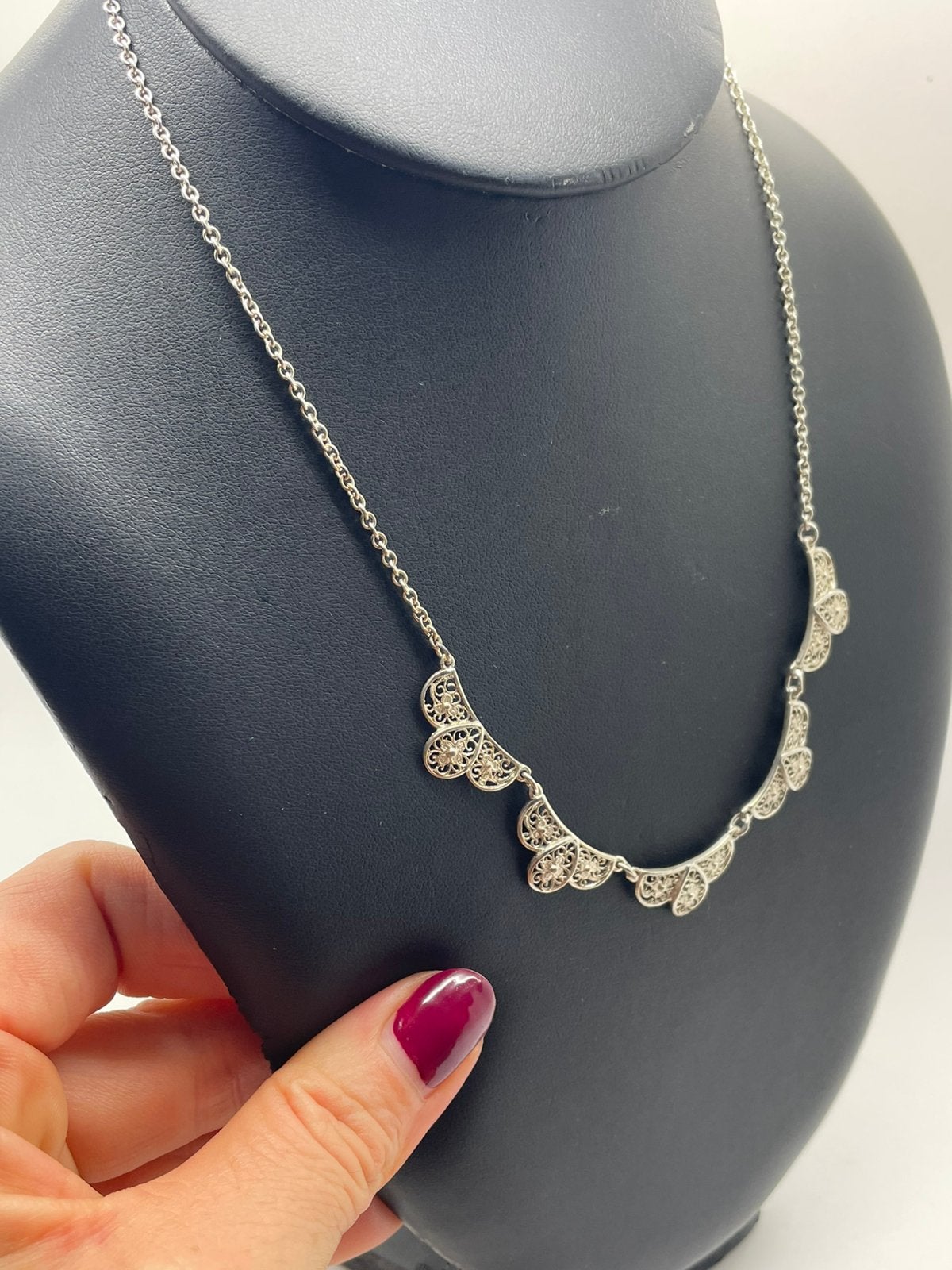 G24 Prachtige zilveren filigrain ketting, Ophalen of Verzenden, Zilver, Ketting