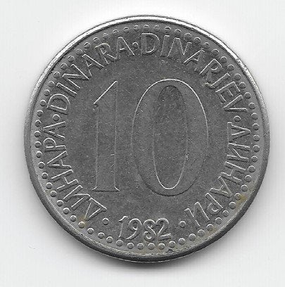 Joegoslavië 10 dinar 1982 KM# 89, Verzenden, Joegoslavië, Losse munt
