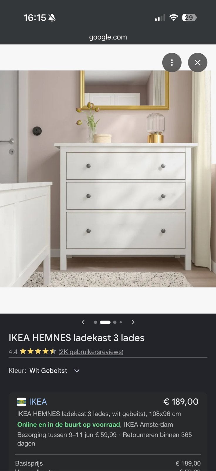IKEA HEMNES ladekast met 3 lades, wit, Ophalen, 100 tot 150 cm, Zo goed als nieuw, 3 of 4 laden