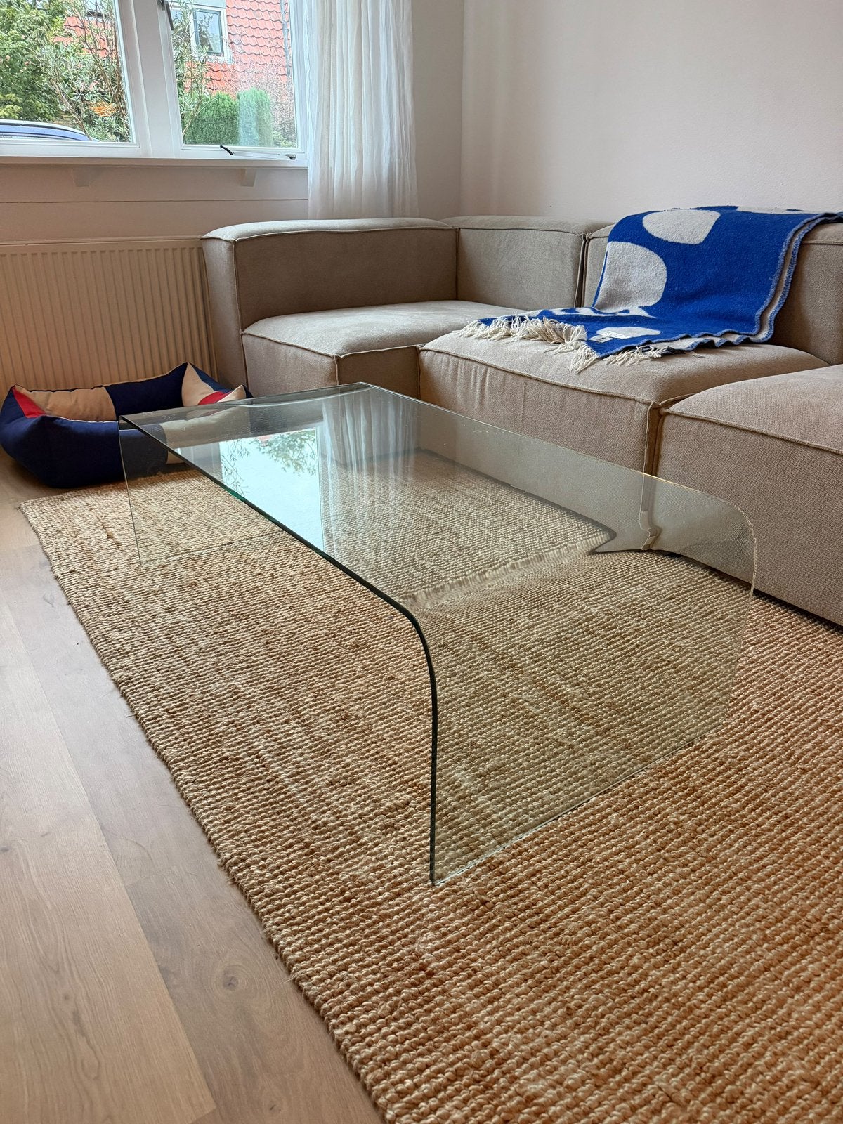 Design vintage salontafel glas glazen tafel 120 x 60 x 37,5, Ophalen, 100 tot 150 cm, 50 tot 100 cm, Glas