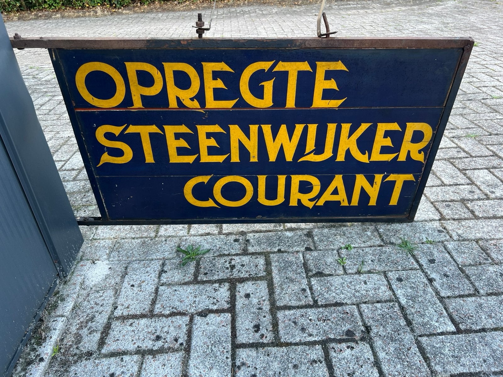 UNIEK Historisch oud Bord KRANT Opregte Steenwijker Courant, Ophalen