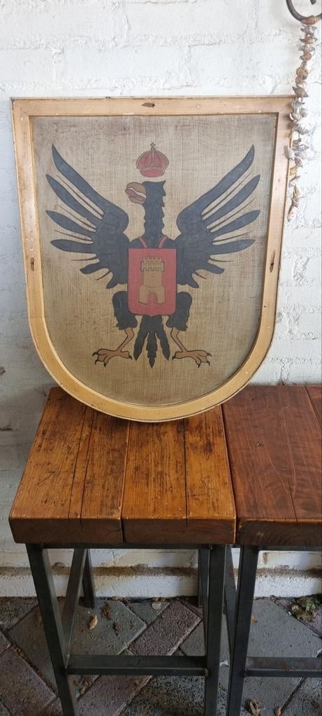 Oud vintage antiek familie Wapenschild familiewapen, Ophalen, Gebruikt