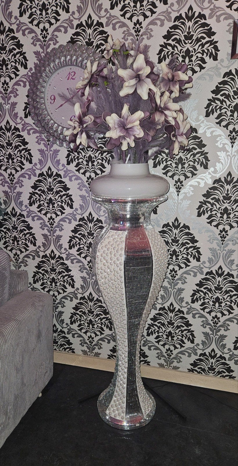 Grote vaas incl kunst bloemen, Ophalen, Gebruikt