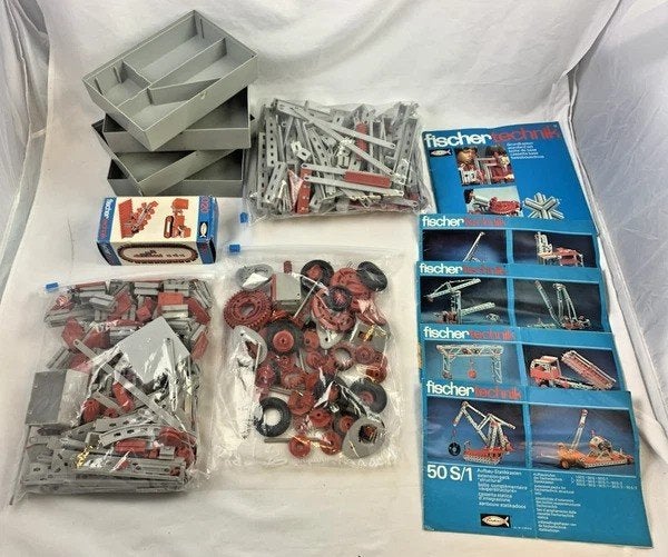 Fischertechnik basisdoos bouwstenen onderdelen set vintage, Verzenden, Zo goed als nieuw, Noidea@gmail.com, Kend Used Items EZ