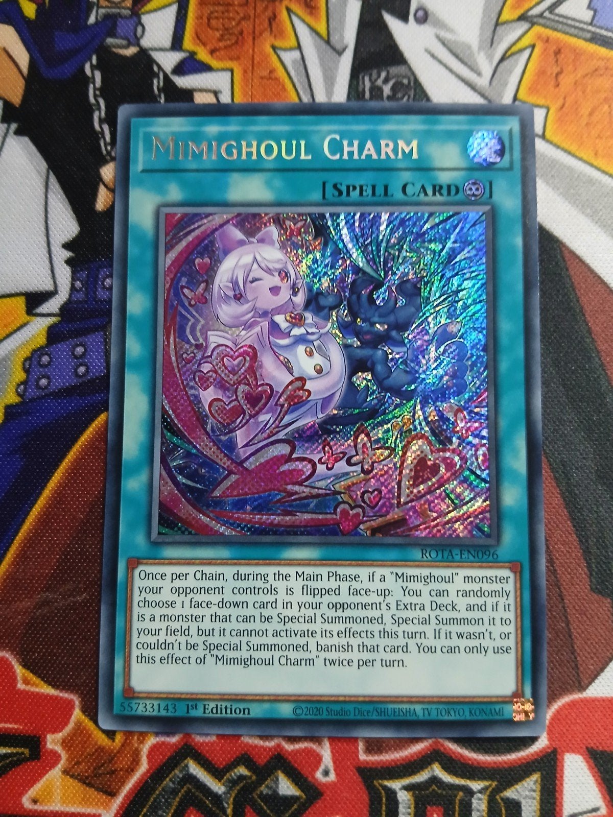 Mimighoul Charm - Secret Rare ROTA - Yu-Gi-Oh, Ophalen of Verzenden, Zo goed als nieuw, Foil