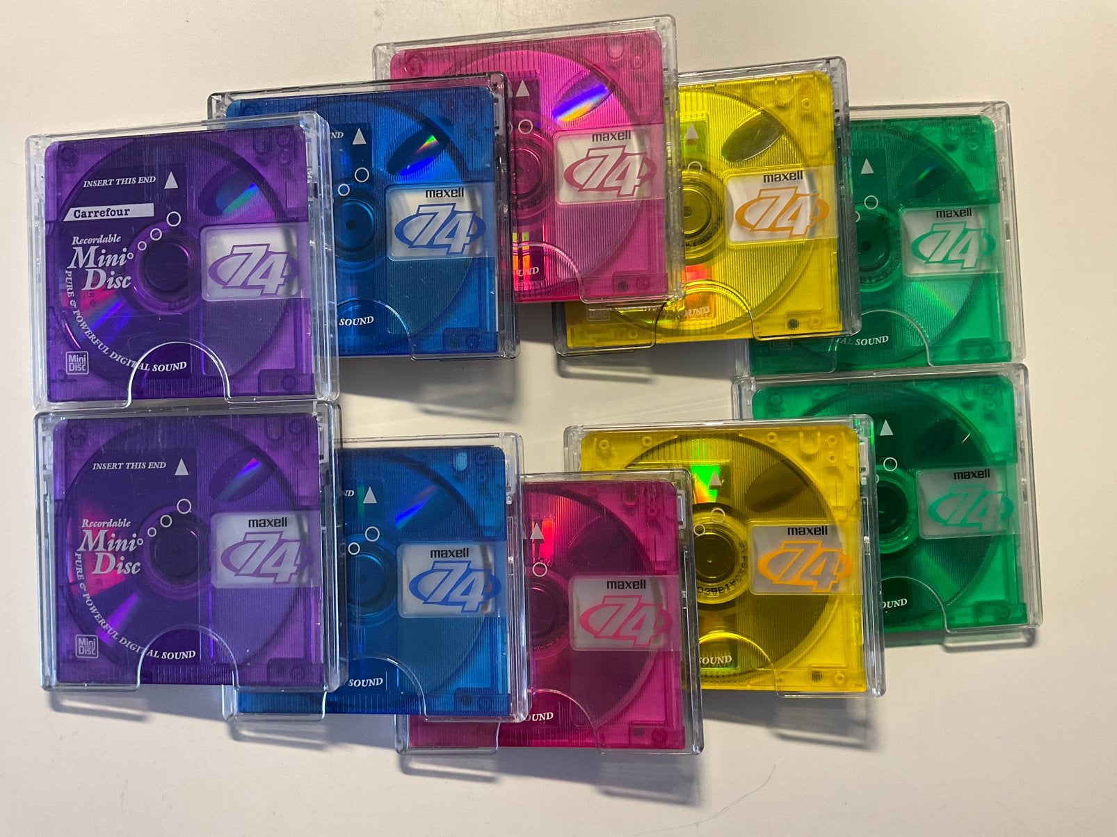 Minidisc’s. MAXELL COLOR COLECTION 10x als nieuw. 74 minuten, Ophalen of Verzenden, Discman