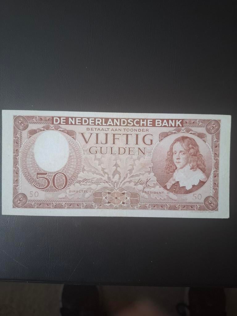 Bankbiljet 50 Gulden 1945 (Stadhouder) Zeer hoge kwaliteit., Ophalen of Verzenden