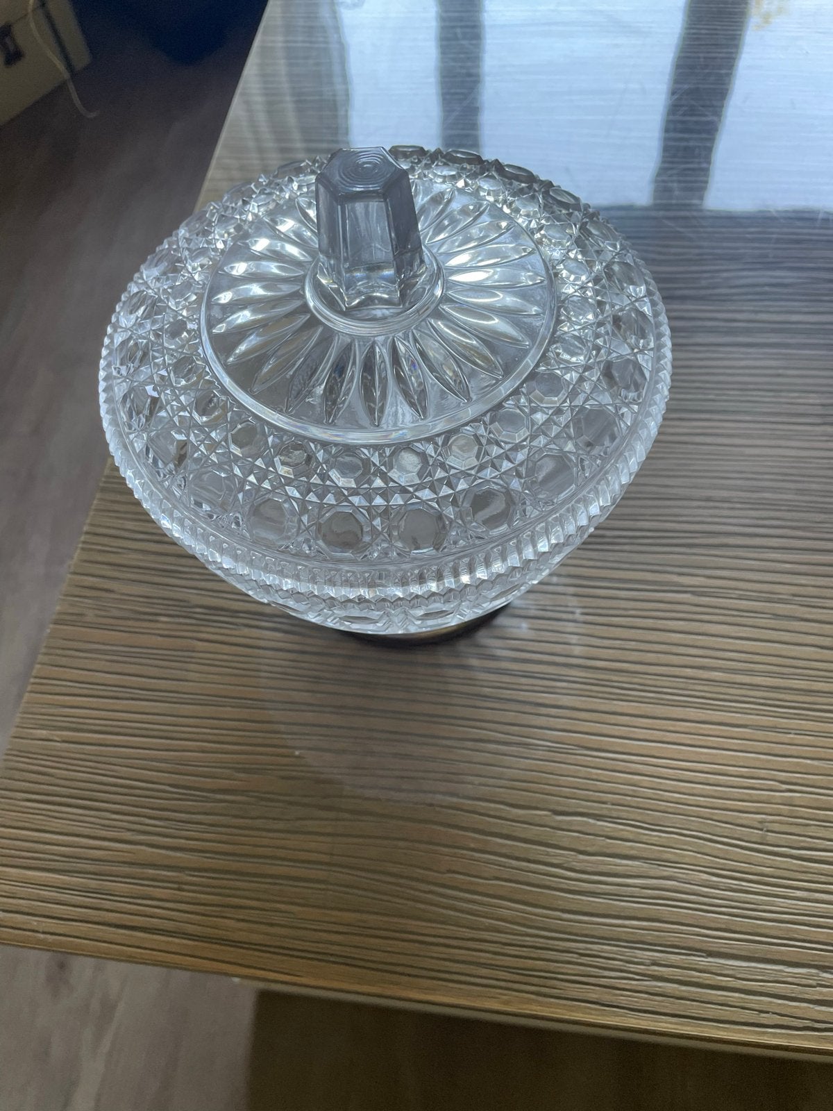 Glazen Bonbonnière met Deksel - Kristal Look, Antiek en Kunst, Antiek | Glas en Kristal, Ophalen of Verzenden