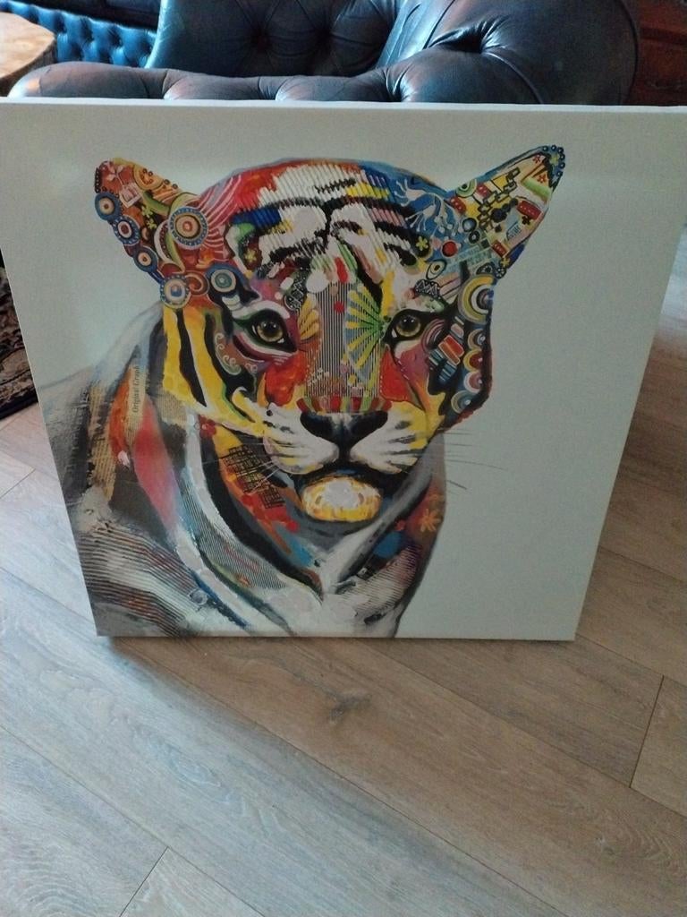 Kleurrijk Tijger Schilderij - Canvas Kunst, Ophalen