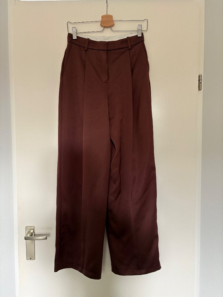 Satijnen pantalon, Kleding | Dames, Kostuum of Pak, Mango, Bruin, Ophalen of Verzenden