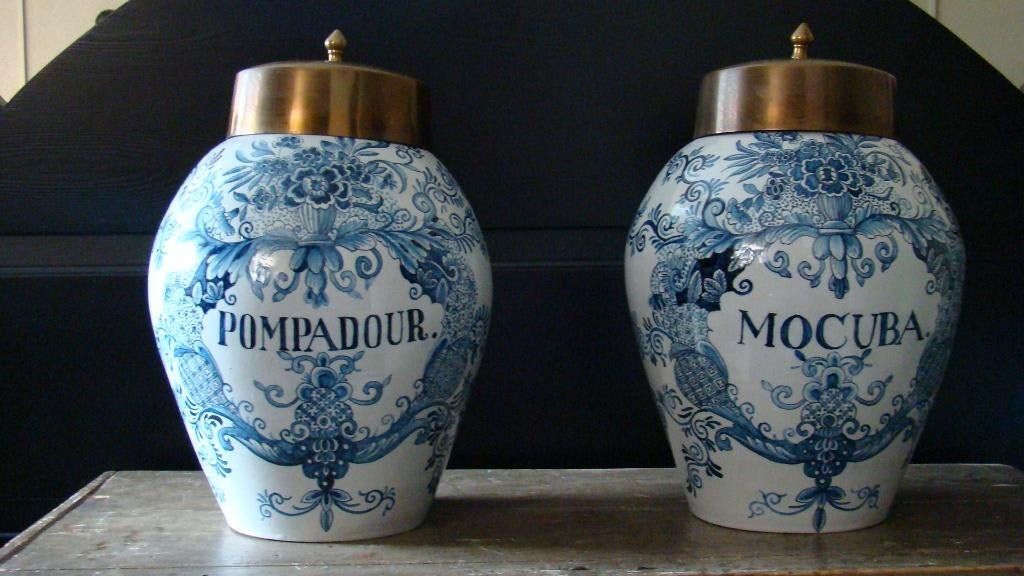grote oude delfts blauwe tabakspot Pompadour, Ophalen