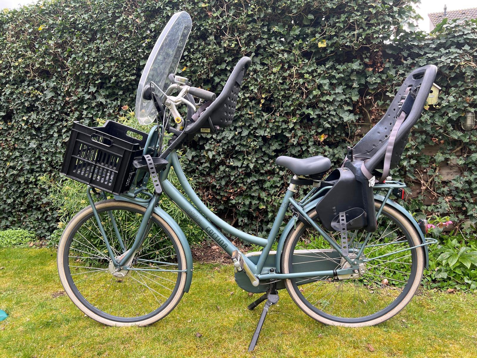 Cortina moeder fiets met krat en twee zitjes, Ophalen, 2 zitjes, Zo goed als nieuw, Overige merken