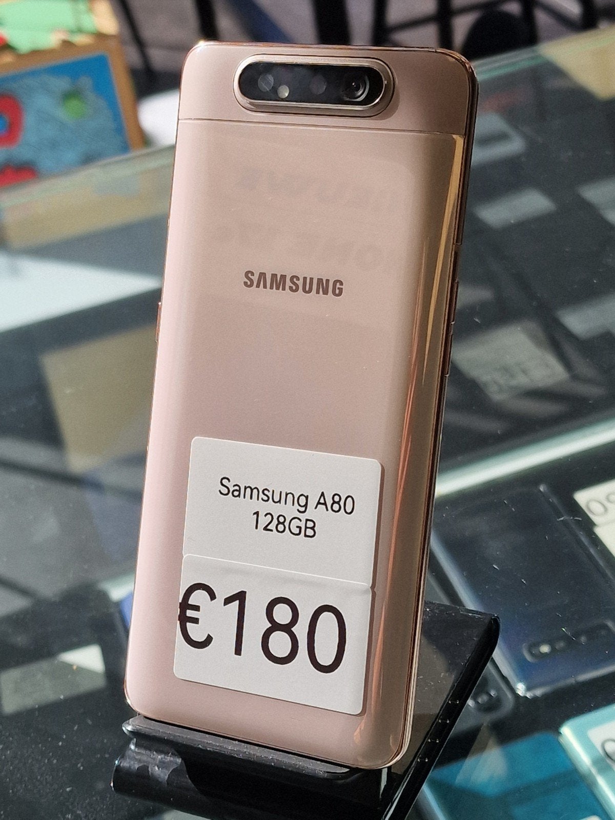 Samsung A80.  128 GB.  2 jaar garantie, Zo goed als nieuw, Roze, 128 GB, Galaxy S21