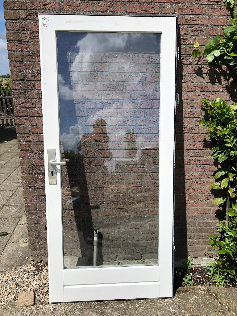 |hardhouten buitendeur| schuurdeur| dubbelglas| 203x93|, Ophalen, Gebruikt, 80 tot 100 cm, Buitendeur