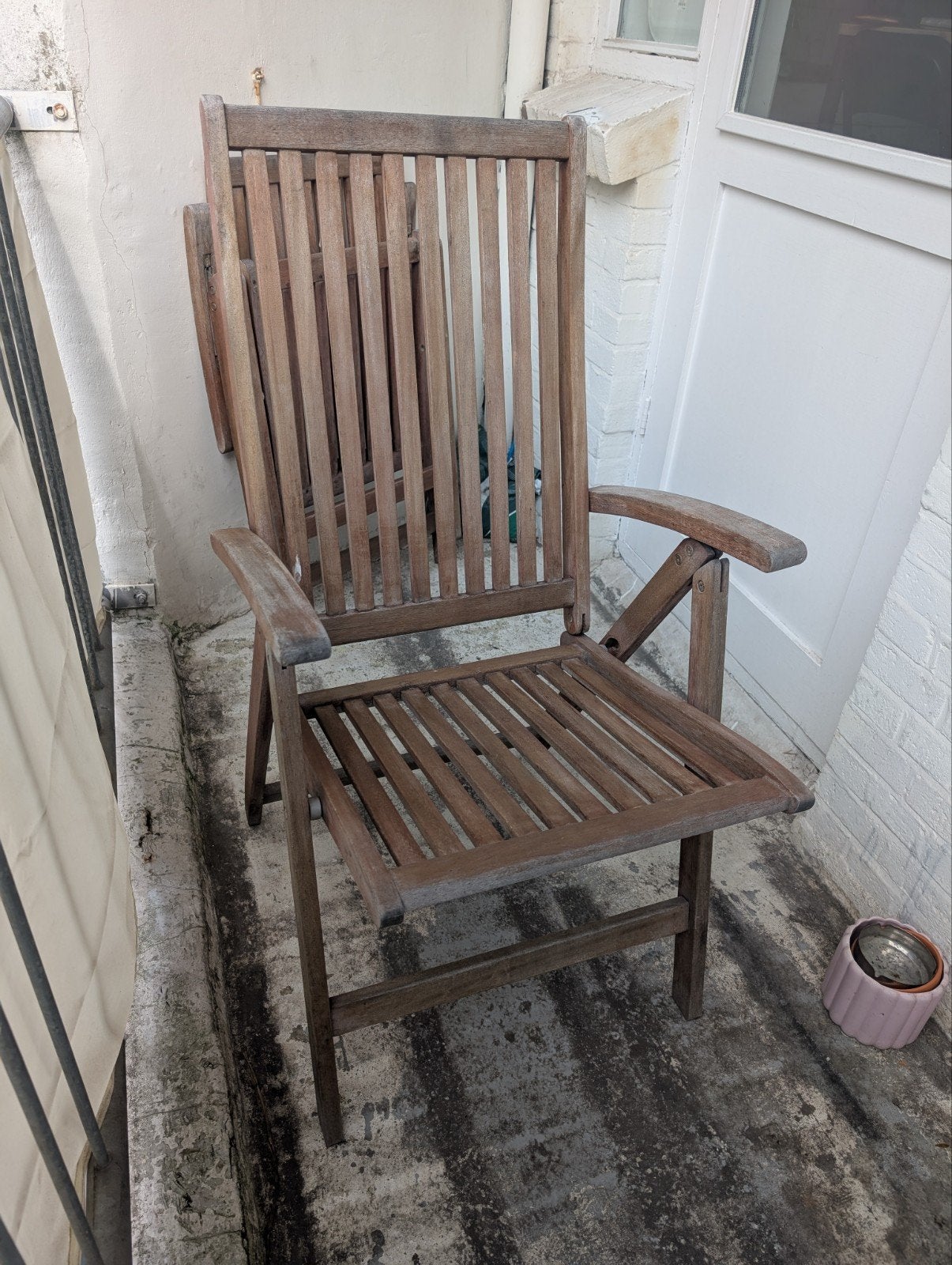 Houten tuinstoel, inklapbaar, Tuin en Terras, Ophalen, Gebruikt, Hout, Verstelbaar