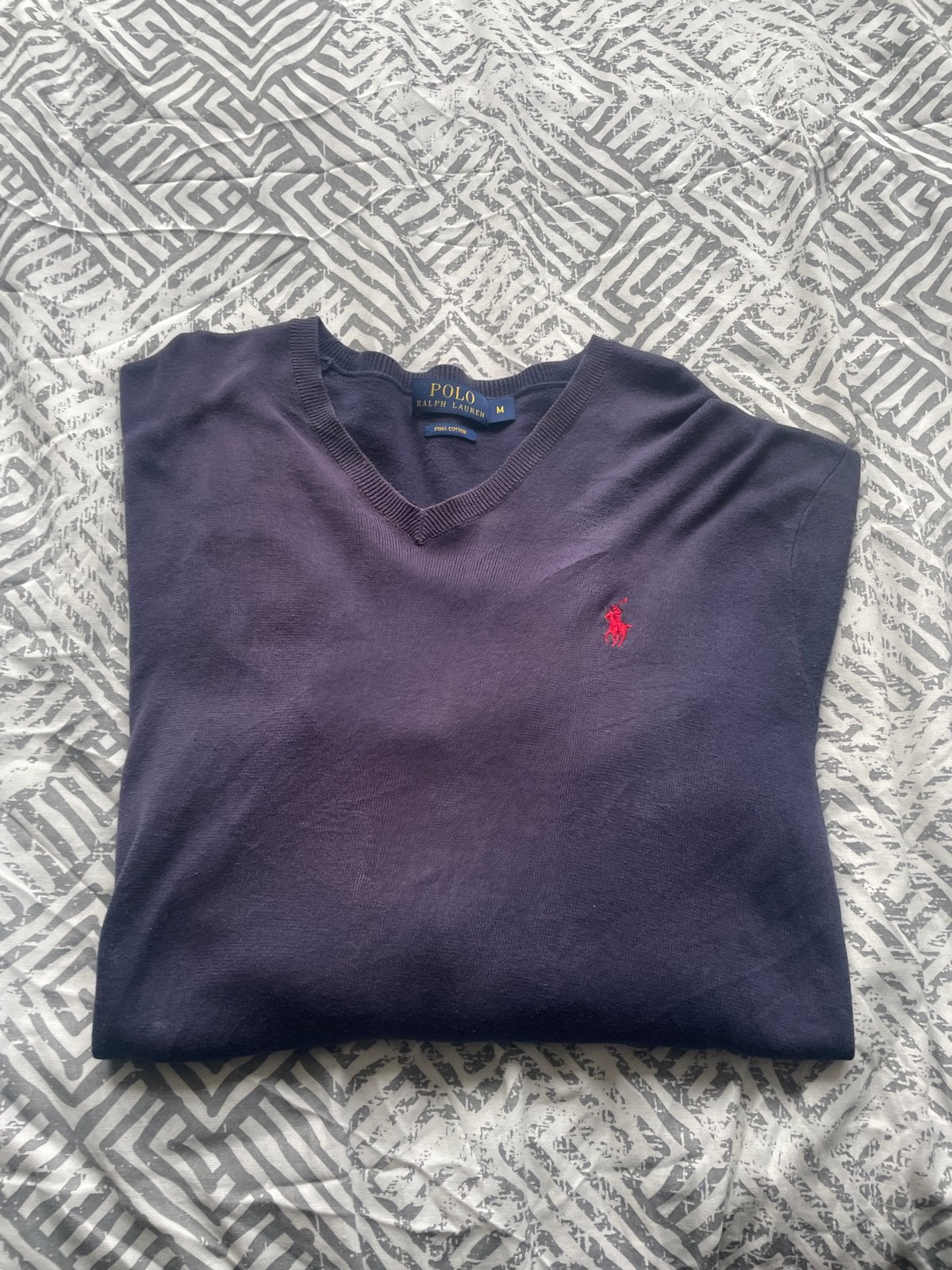 Polo Ralph Lauren V-hals trui - Maat M, Ophalen of Verzenden, Gedragen, Maat 48/50 (M), Blauw