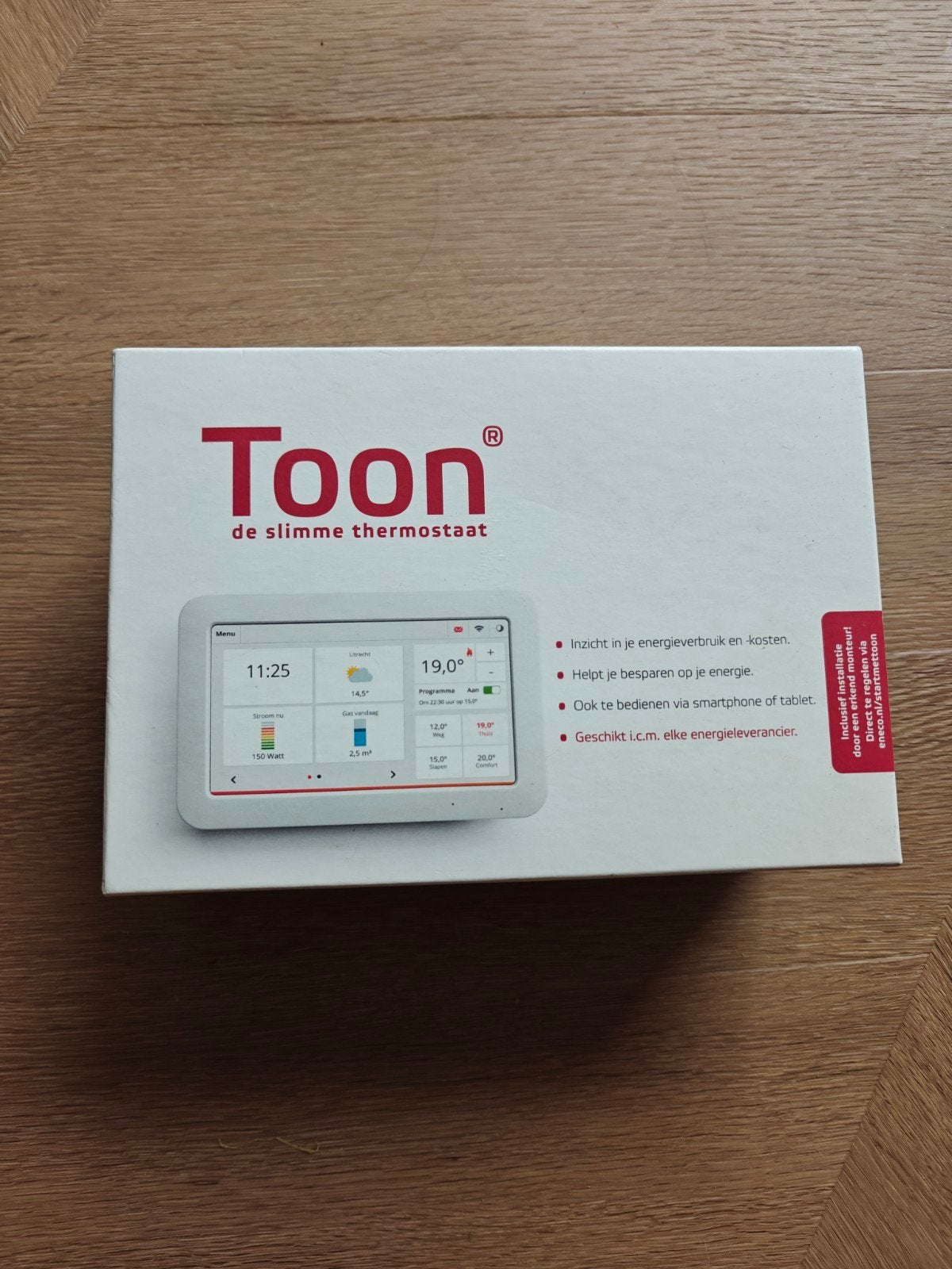 Toon slimme thermostaat - Energie besparen, Doe-het-zelf en Verbouw, Thermostaten, Ophalen of Verzenden, Slimme thermostaat, Zo goed als nieuw
