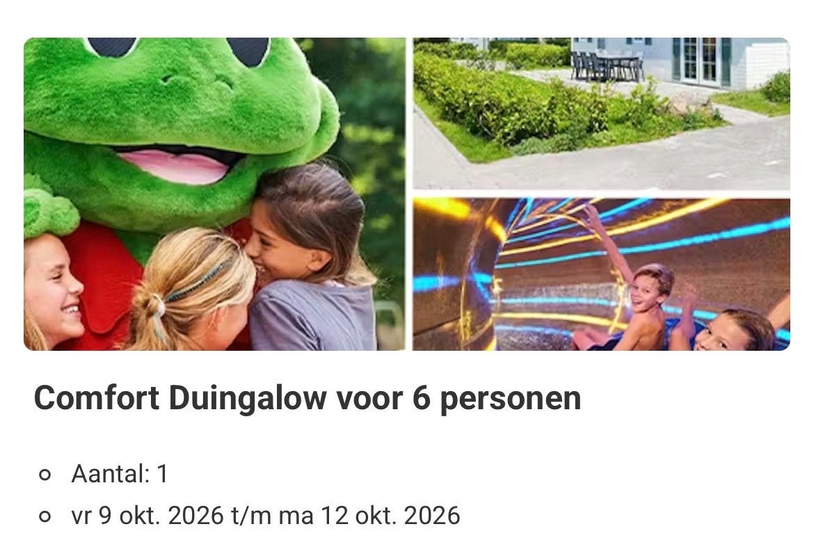 Duinrell: Comfort Duingalow 6 pers. **HERFSTVAKANTIE**