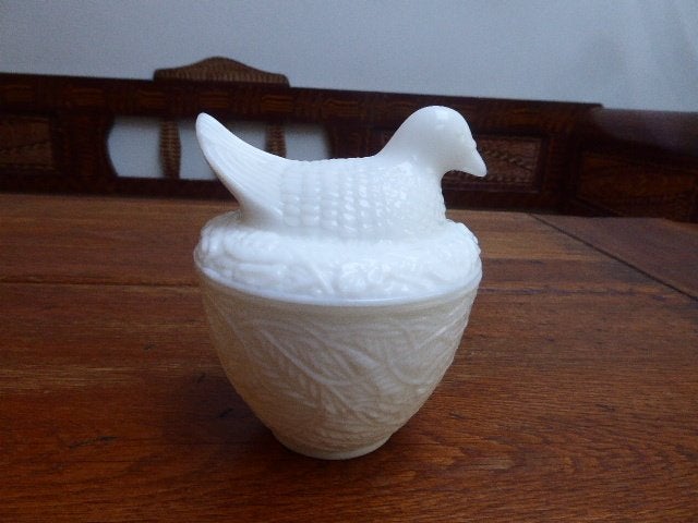 Opaline deksel potje met vogel, Avon, Ophalen of Verzenden