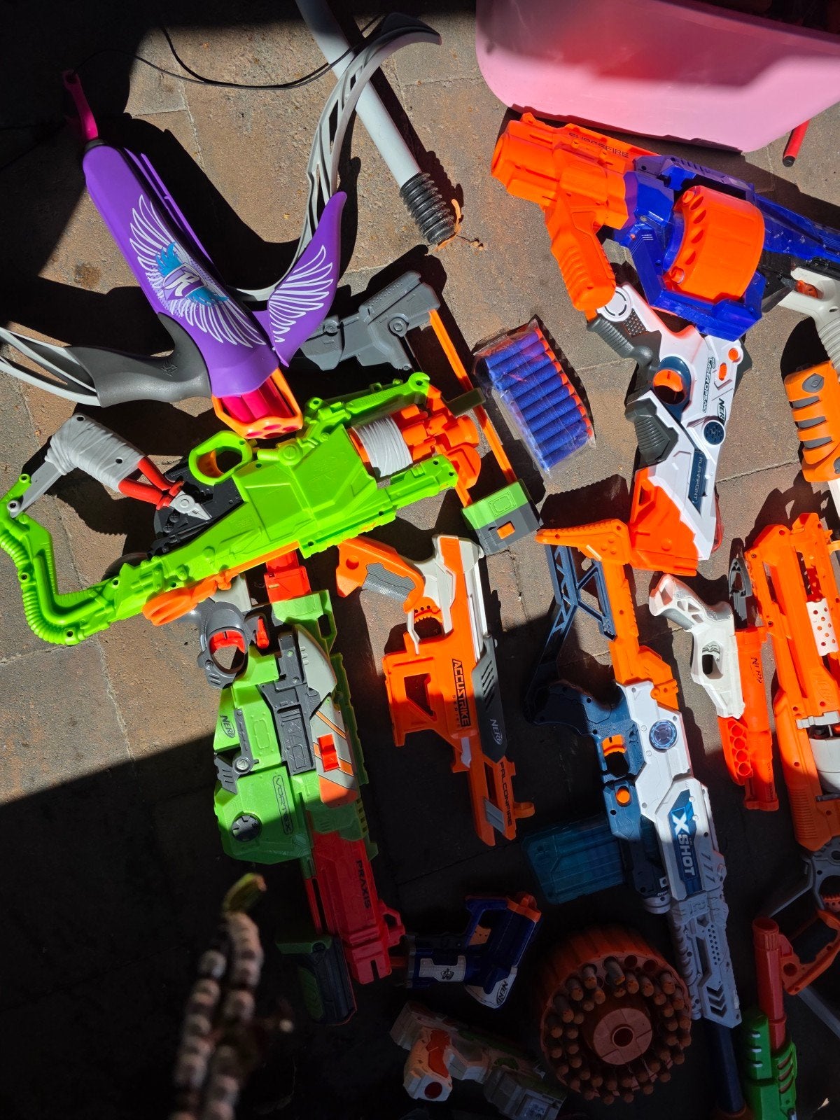 Grote Nerf en X-Shot Blaster Collectie met Accessoires, Ophalen of Verzenden, Gebruikt