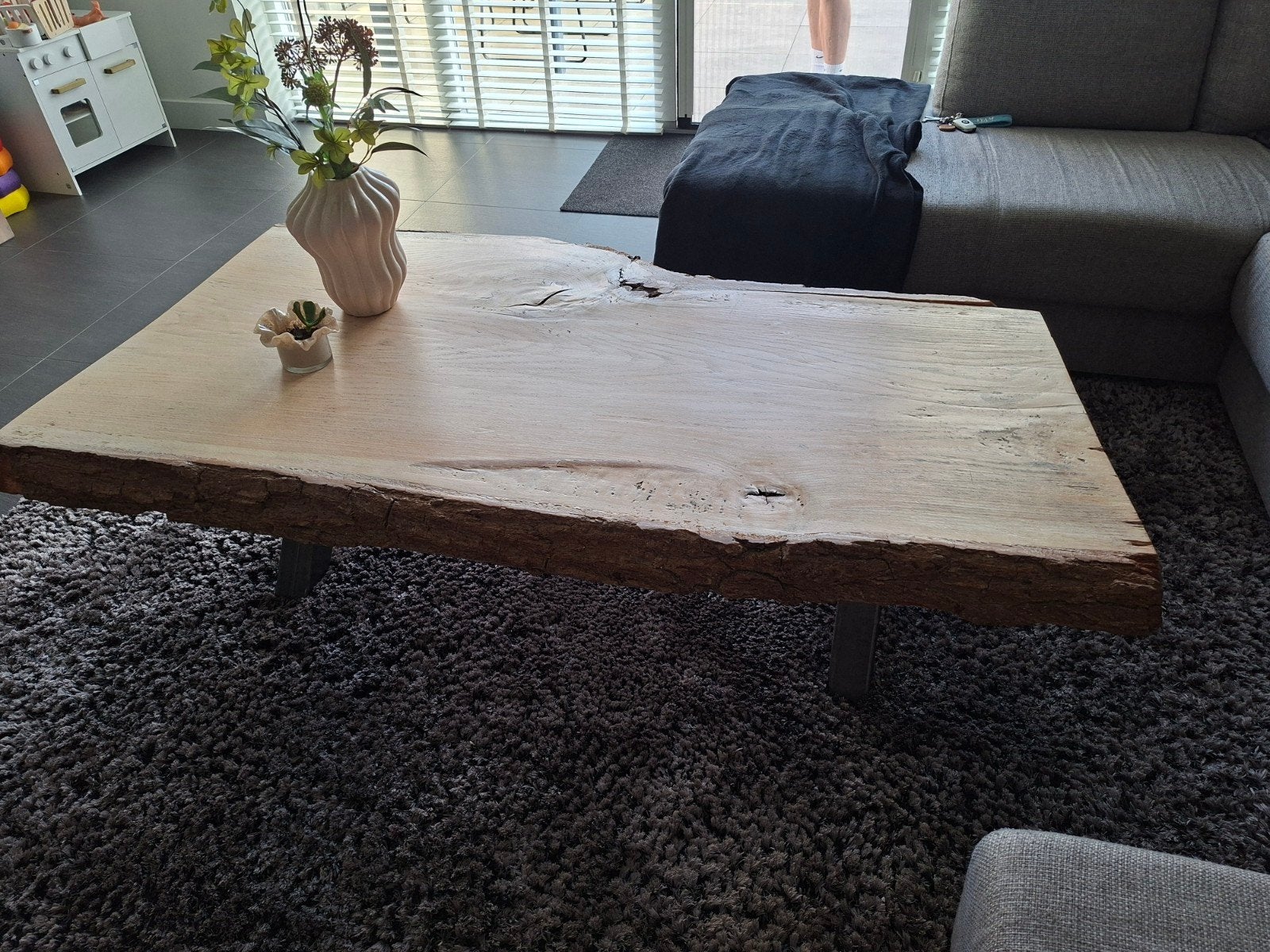 Eikenhouten salontafel, Ophalen, Gebruikt, 100 tot 150 cm, 50 tot 100 cm